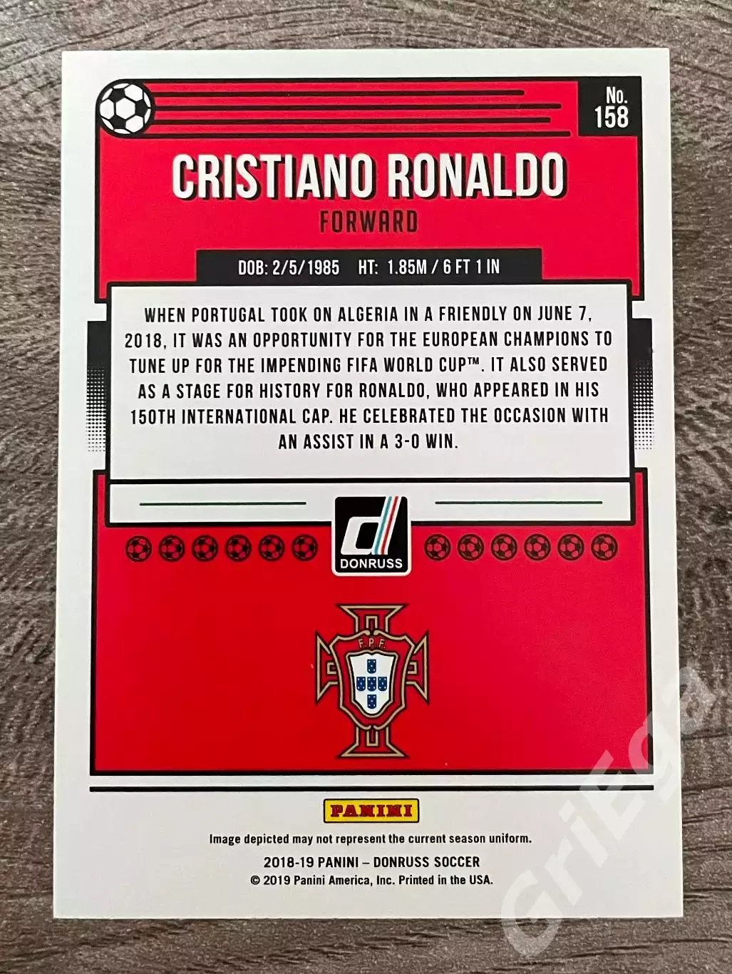 Футбол карточка Cristiano Ronaldo/Криштиану Роналду (Portugal/Португалия) PANINI 1