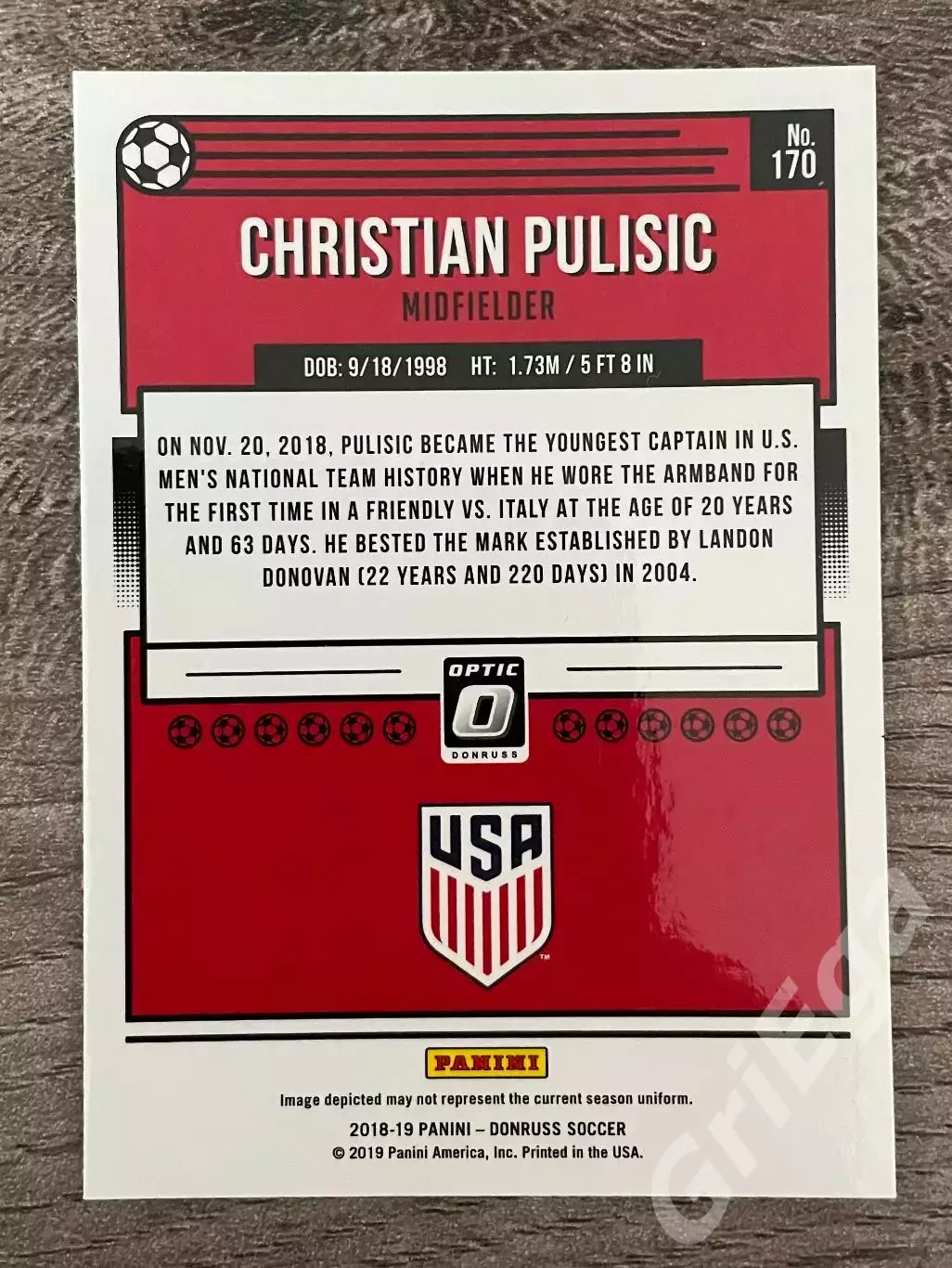 Футбол карточка Christian Pulisic/Кристиан Пулишич (United States) PANINI 1