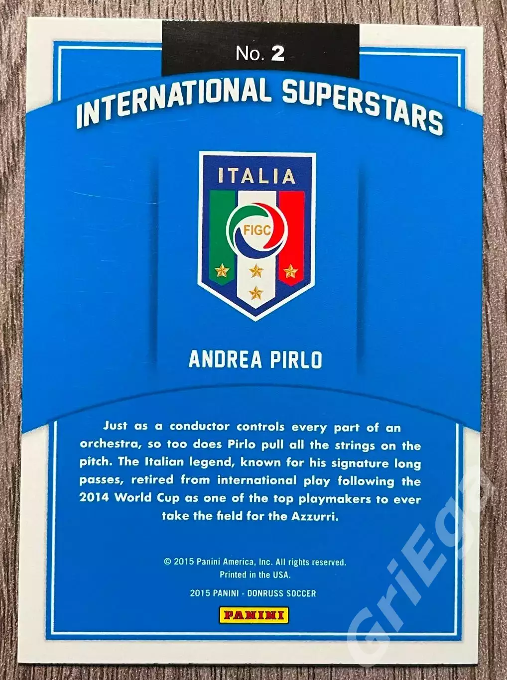 Футбол карточка Andrea Pirlo/Андреа Пирло (Italy/Италия) Donruss Soccer 2015 1
