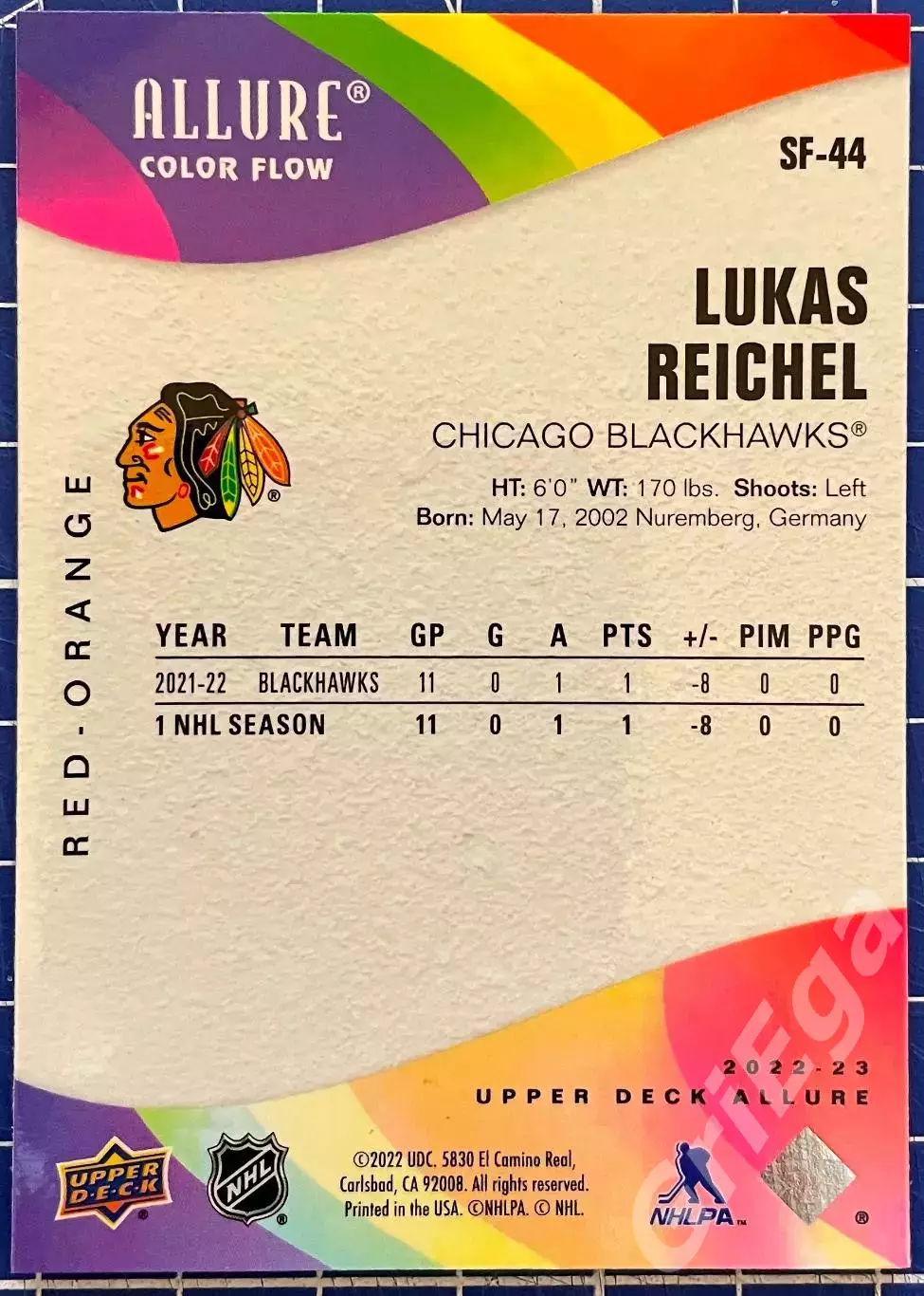 Хоккей карточка Lukas Reichel/Лукас Райхель (Chicago Blackhawks/Чикаго Блэкхокс) 1