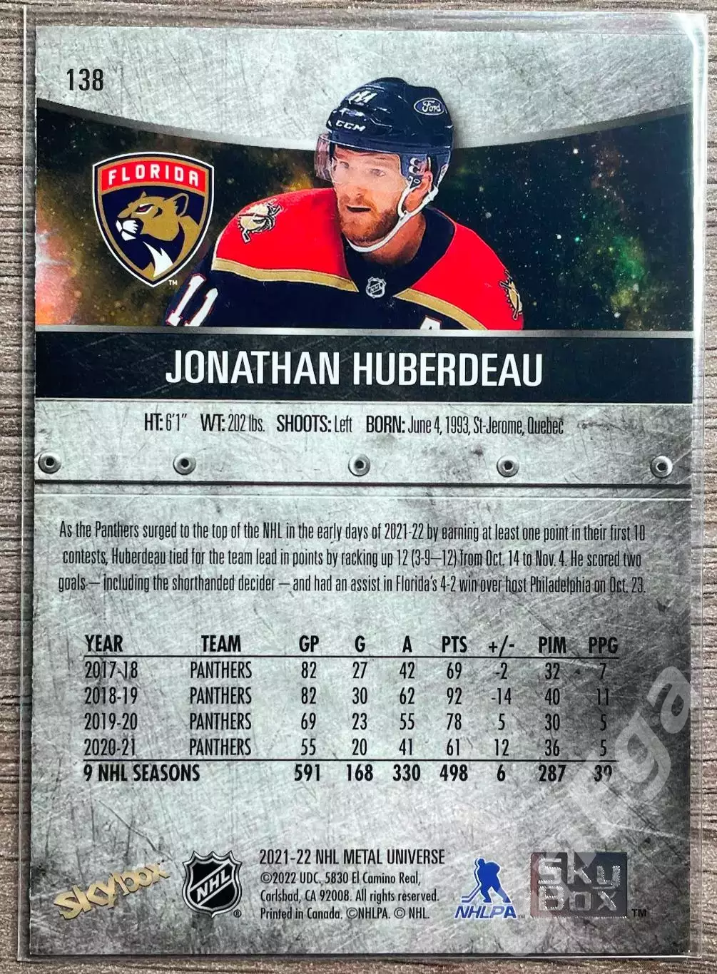 Хоккей карточка Jonathan Huberdeau/Джонатан Юбердо (Florida Panthers/Флорида) 1