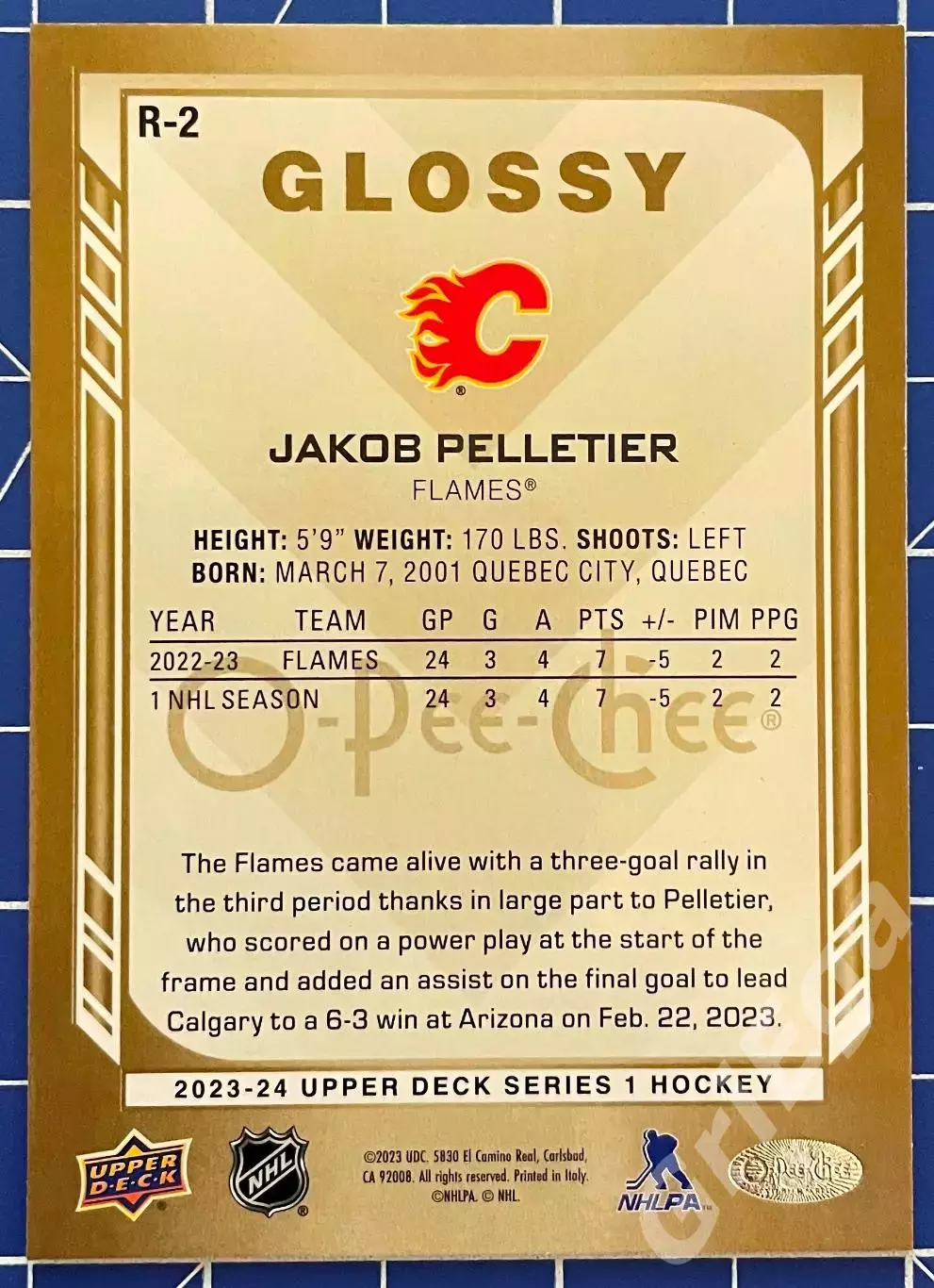 Хоккей карточка Jakob Pelletier/Жакоб Пеллетье (Calgary Flames/Калгари Флэймз) 1