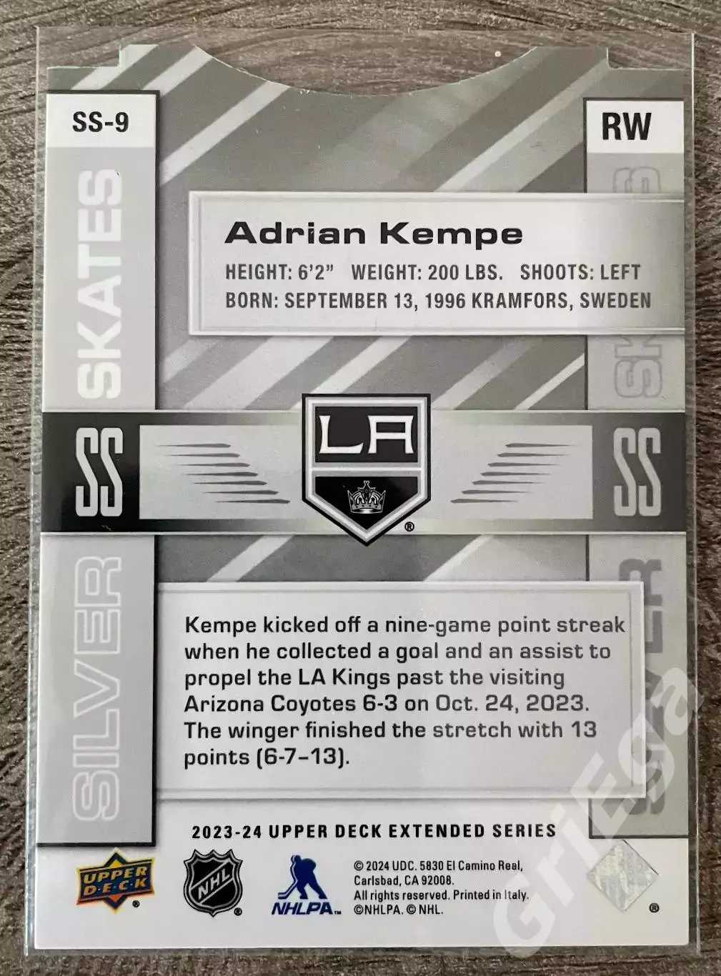 Хоккей карточка Adrian Kempe/Адриан Кемпе (Los Angeles Kings/Лос-Анджелес Кингз) 1