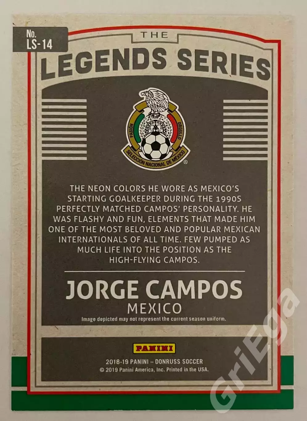 Футбол карточка Jorge Campos/Хорхе Кампос (Mexico/Мексика) 2018-19 PANINI 1