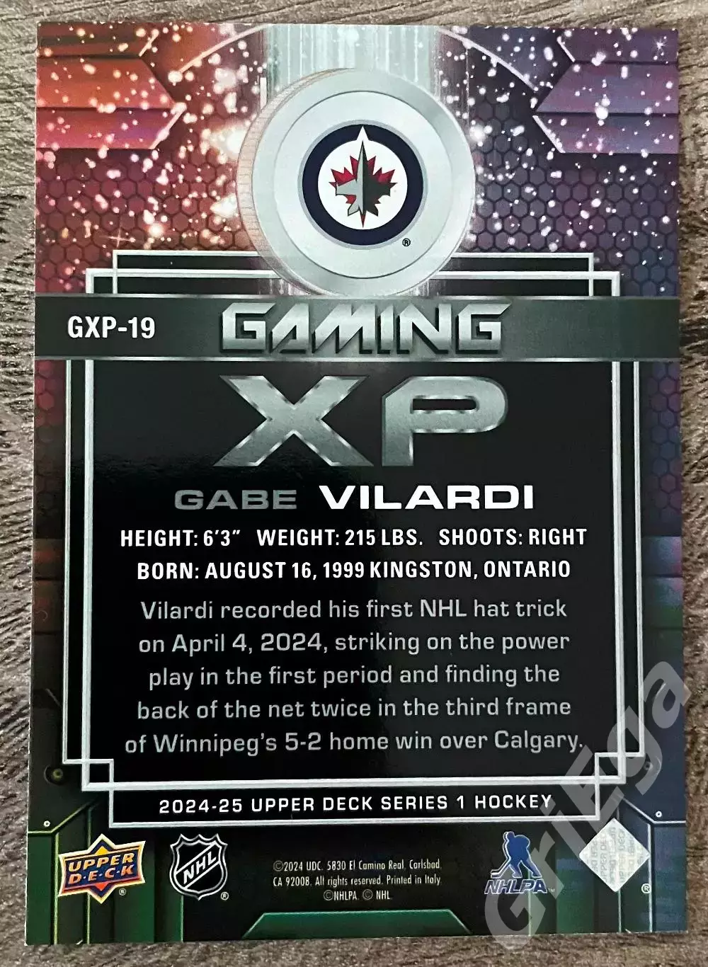 Хоккей карточка Gabe Vilardi/Габриэль Виларди (Winnipeg Jets/Виннипег Джетс) 1