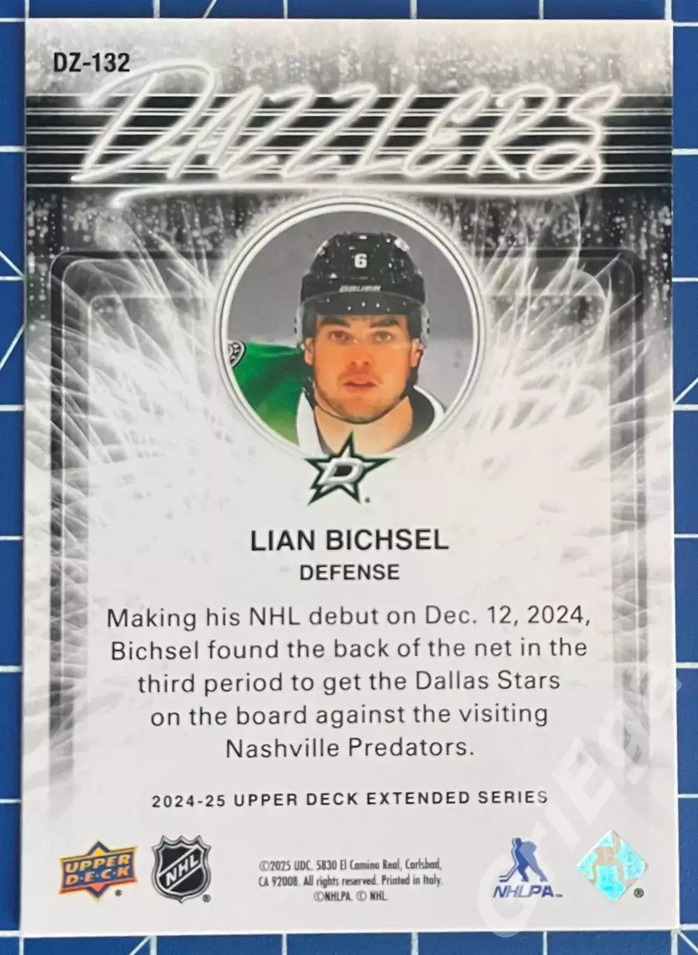 Хоккей. Карточка Lian Bichsel/Лиан Биксель (Dallas Stars/Даллас Старз) 1
