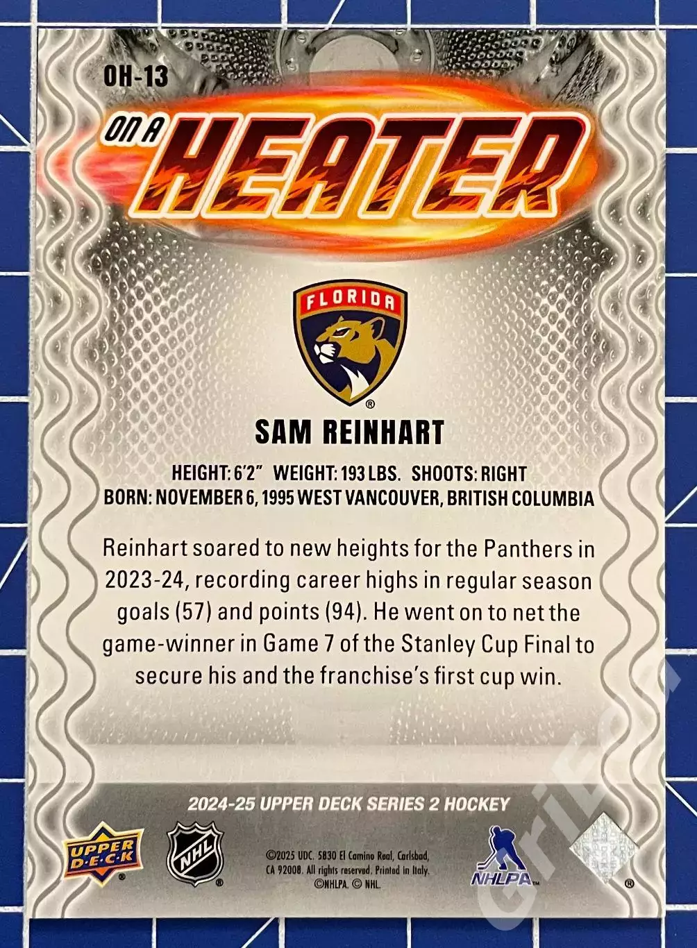 Хоккей карточка Sam Reinhart/Сэм Райнхарт (Florida Panthers/Флорида Пантерз) 1