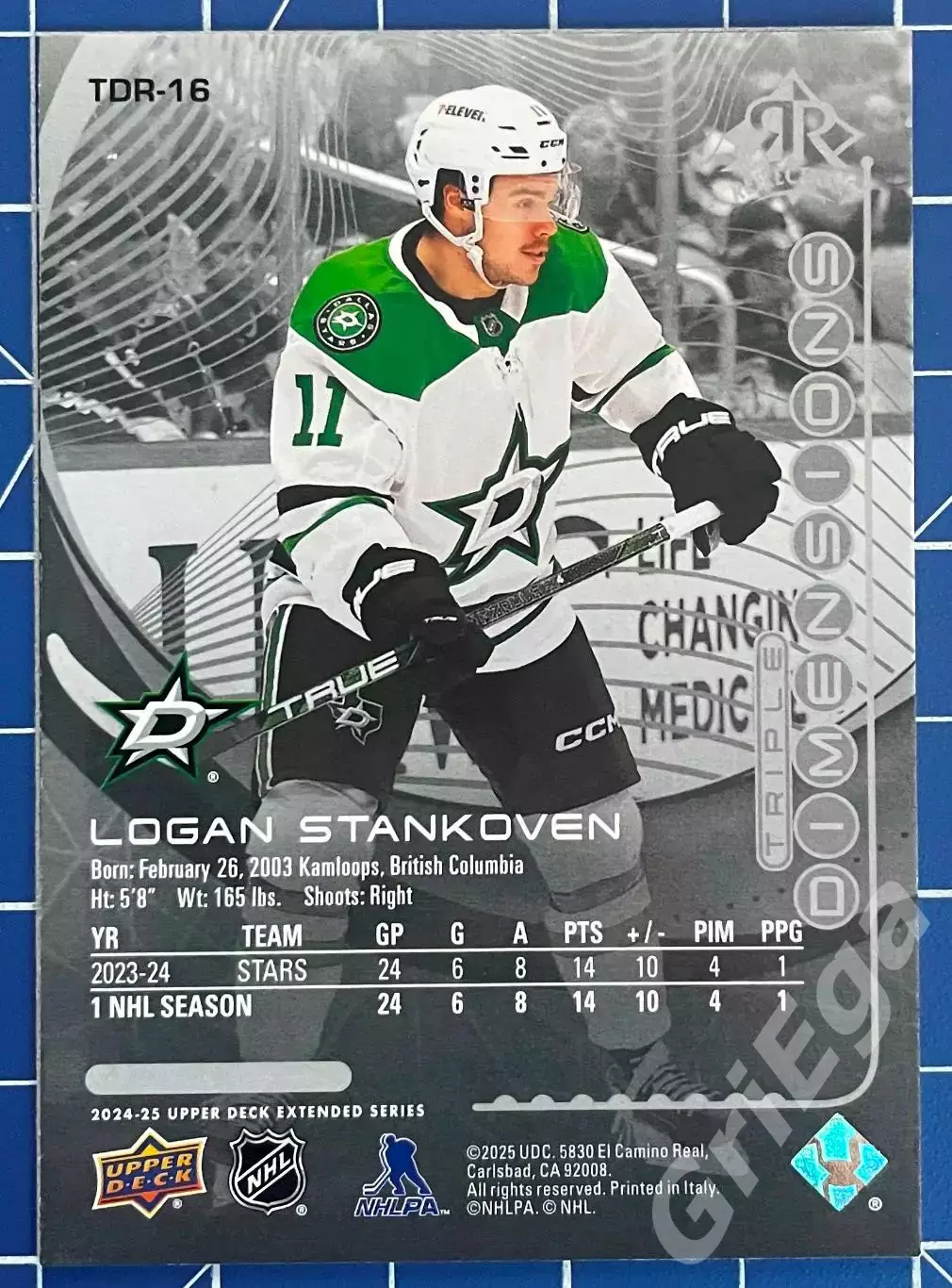 Хоккей карточка Logan Stankoven/Логан Стэнковен (Dallas Stars/Даллас Старз) 1