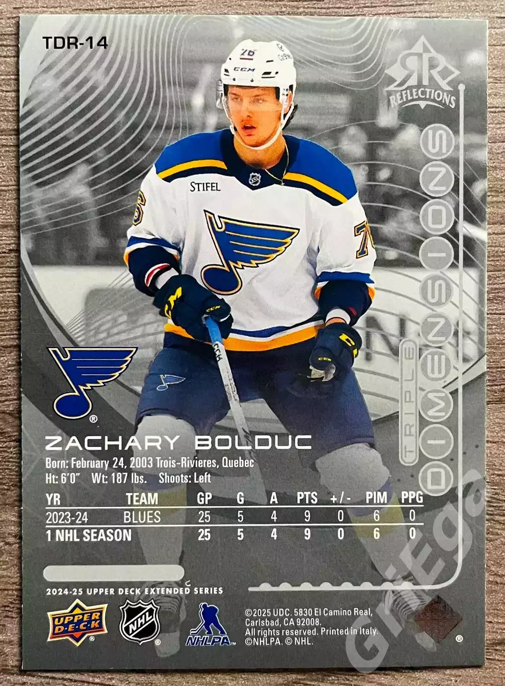 Хоккей карточка Zachary Bolduc/Закари Болдук (St. Louis Blues/Сент-Луис Блюз) 1