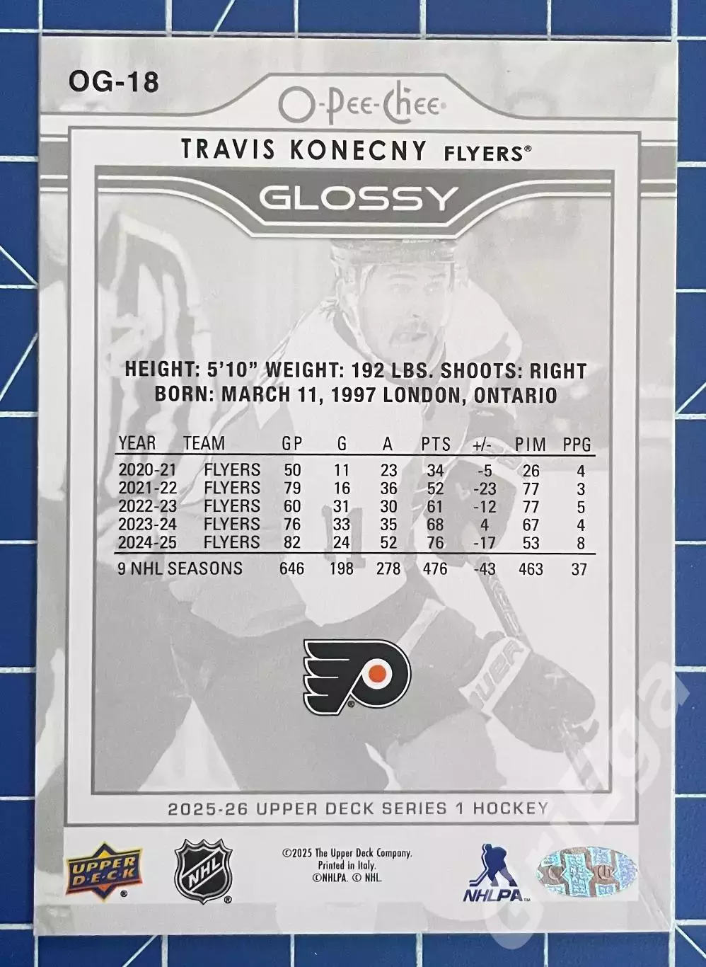 Хоккей. Карточка Travis Konecny/Трэвис Конекни (Philadelphia Flyers/Филадельфия) 1