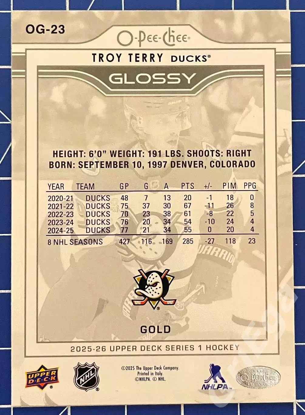 Хоккей карточка Troy Terry/Трой Терри (Anaheim Ducks/Анахайм Дакс) 1