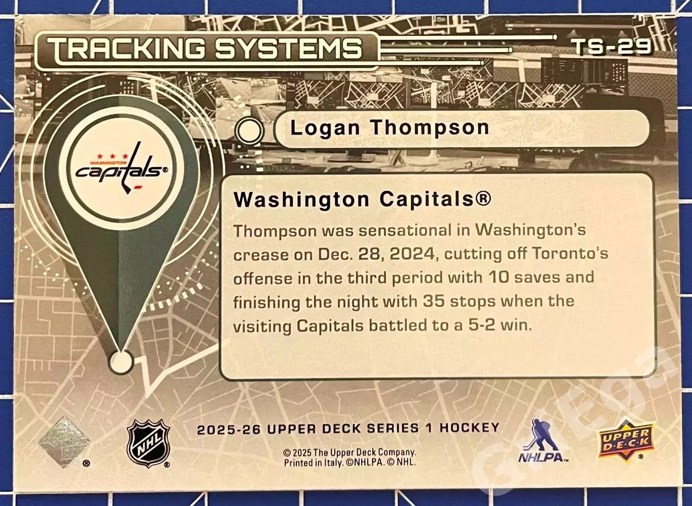 Хоккей карточка Logan Thompson/Логан Томпсон (Washington Capitals/Вашингтон) 1