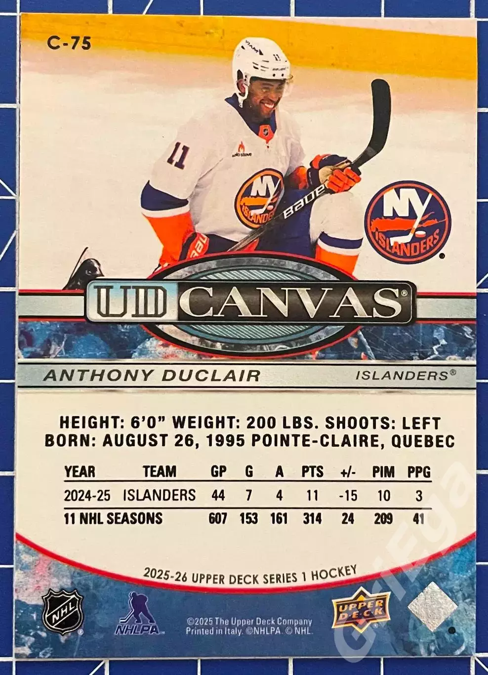 Хоккей карточка Anthony Duclair/Энтони Дюклер (New York Islanders/Айлендерс) 1