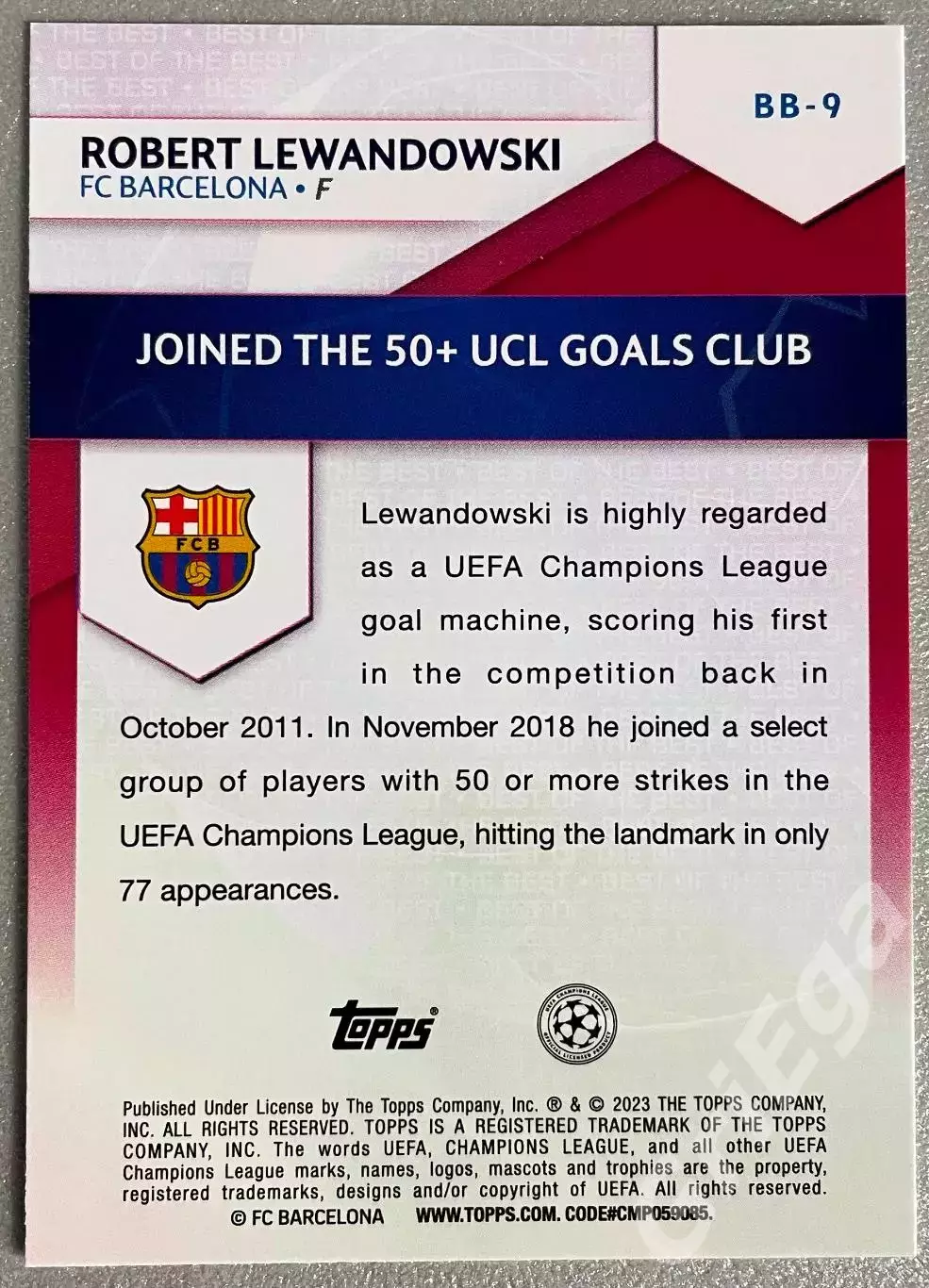 Футбол карточка Robert Lewandowski/Роберт Левандовский (Barcelona/Барселона) 1