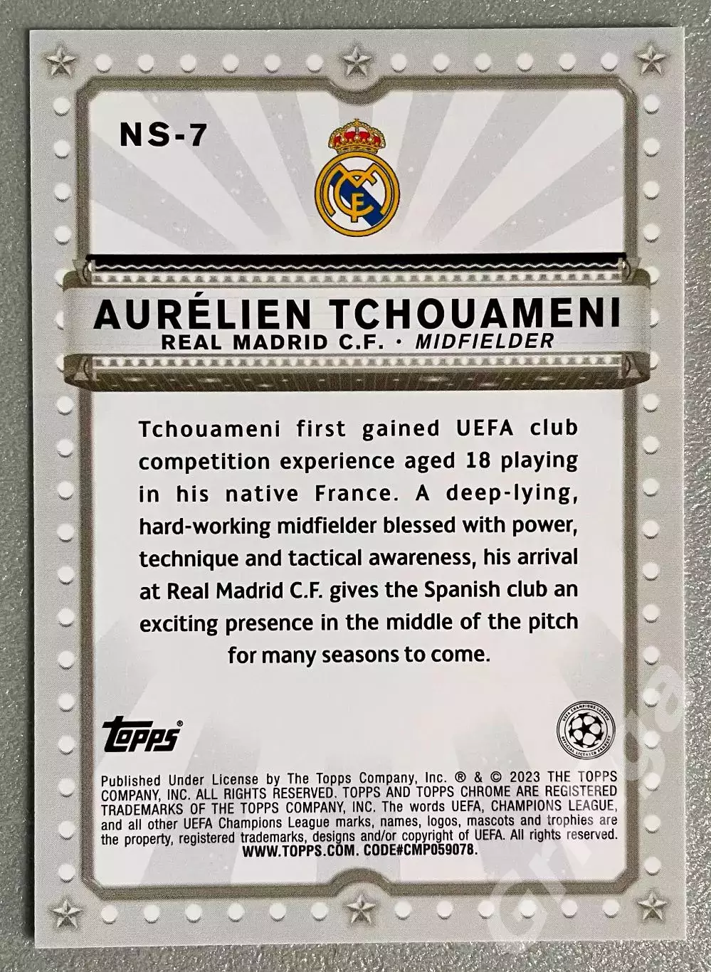 Футбол карточка Aurelien Tchouameni/Орельен Тчуамени (Real Madrid/Реал Мадрид) 1
