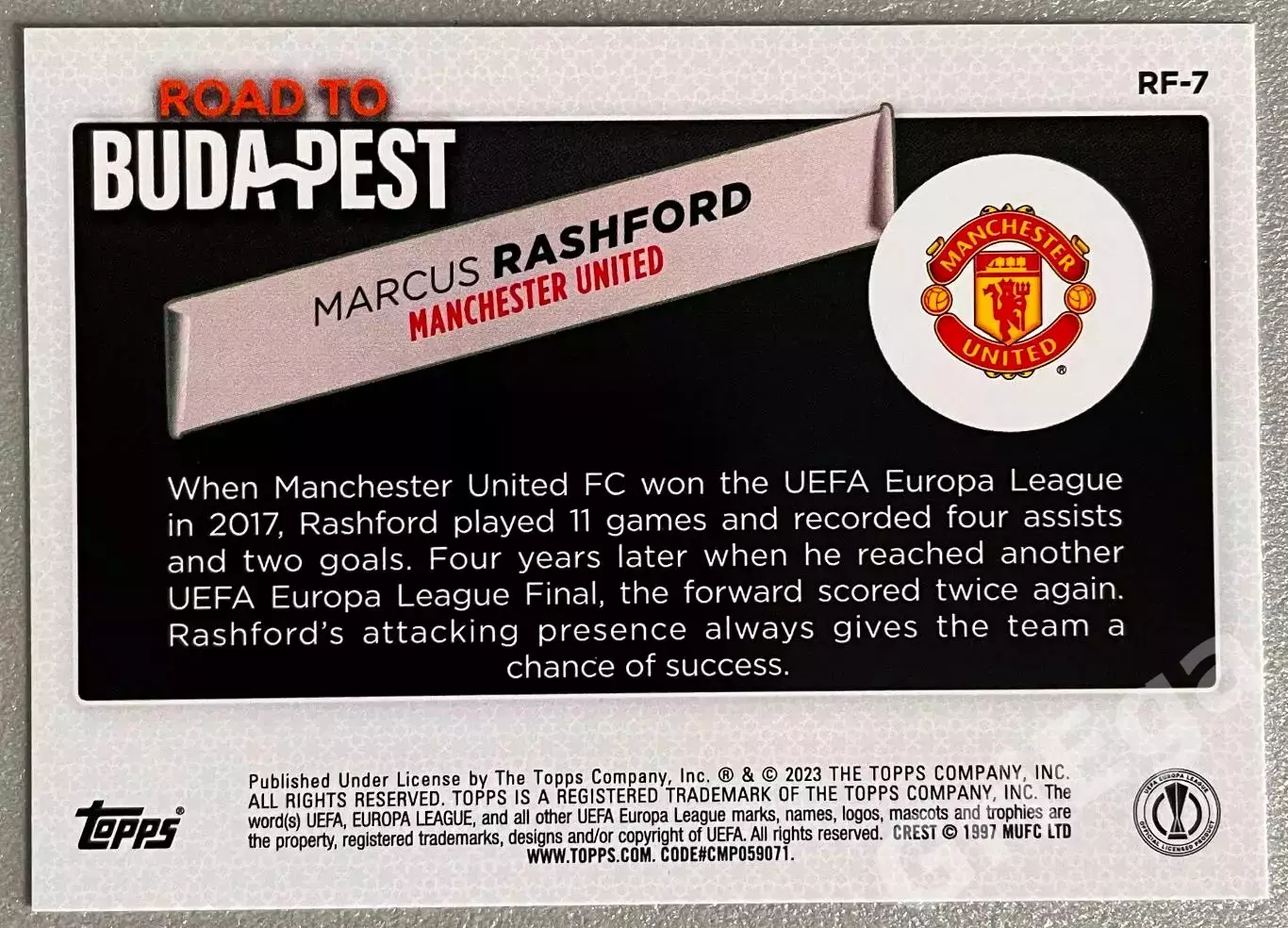 Карточка Marcus Rashford/Маркус Рашфорд (Manchester United/Манчестер Юнайтед) 1