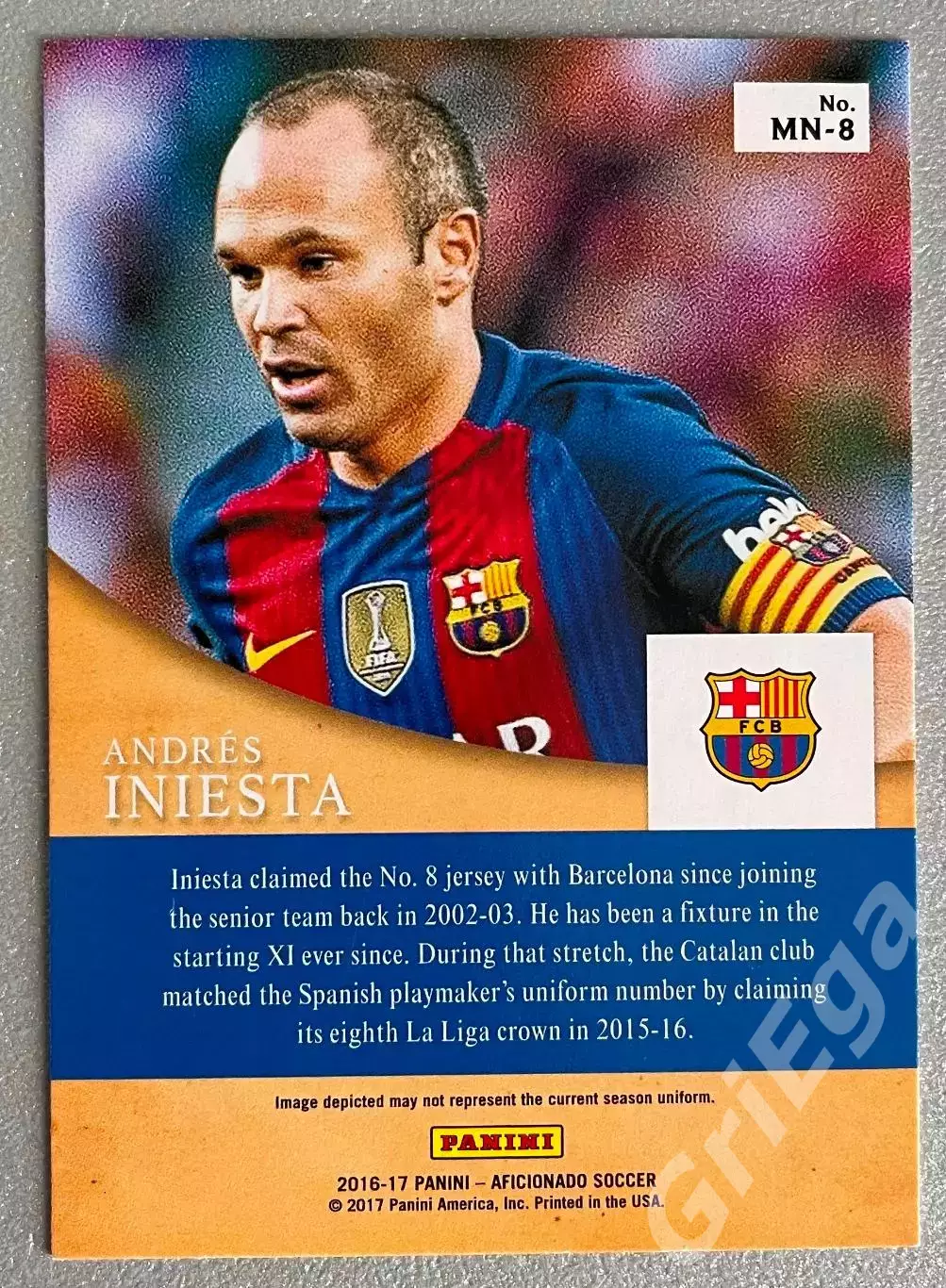 Футбол карточка Andres Iniesta/Андрес Иньеста (Barcelona/Барселона) PANINI 2017 1