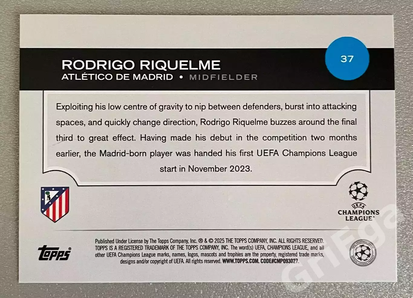 Карточка Rodrigo Riquelme/Родриго Рикельме (Atletico Madrid/Атлетико Мадрид) 1