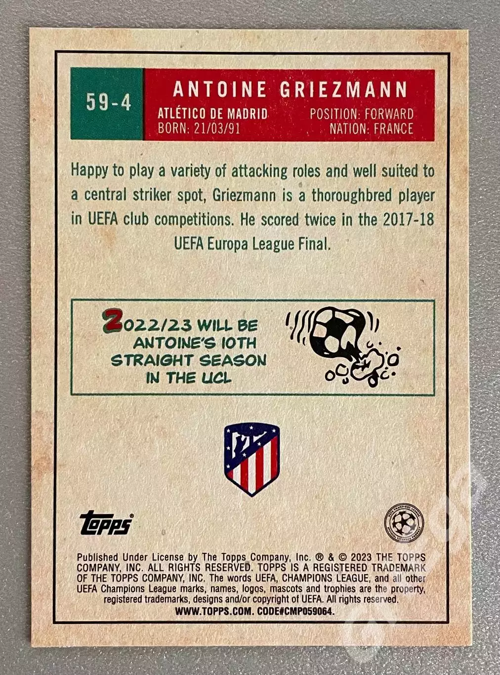 Карточка Антуан Гризманн/Antoine Griezmann (Атлетико Мадрид/Atletico Madrid) 1