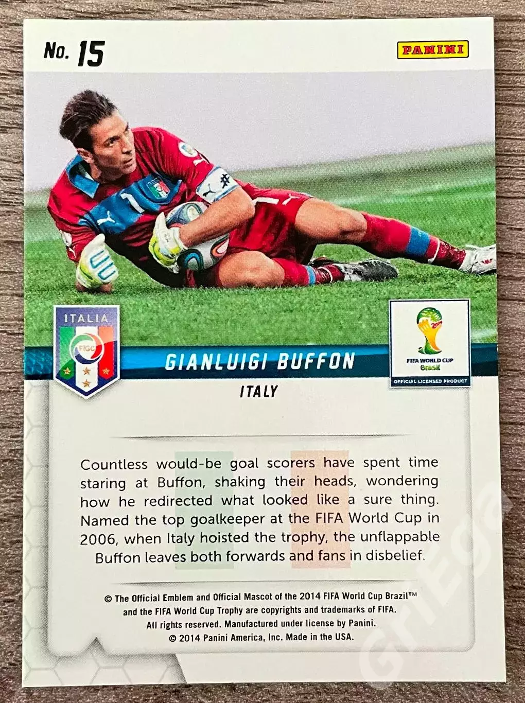 Футбол карточка Gianluigi Buffon/Джанлуиджи Буффон (Italy/Италия) ЧМ 2014 Prizm 1