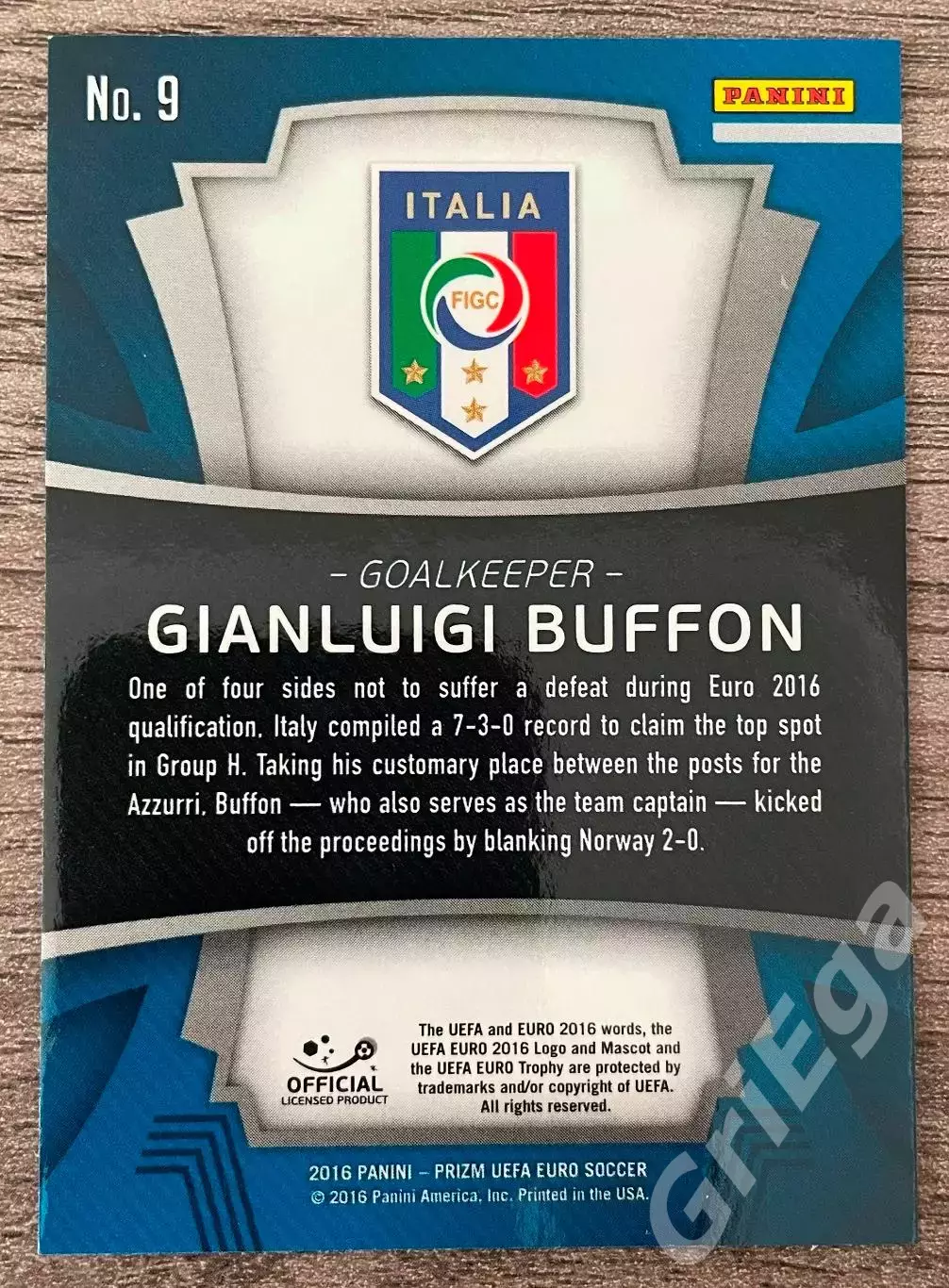 Футбол карточка Gianluigi Buffon/Джанлуиджи Буффон (Italy/Италия) 2016 Prizm 1