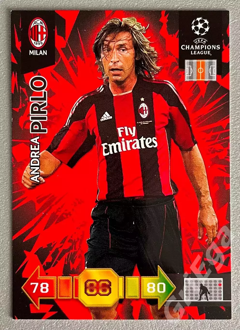 Футбол карточка Andrea Pirlo/Андреа Пирло (Milan/Милан) PANINI ЛЧ 2010-11