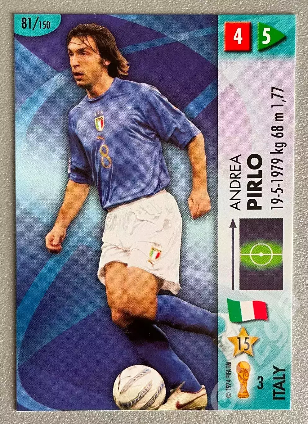 Футбол карточка Andrea Pirlo/Андреа Пирло (Italia/Италия) PANINI ЧМ 2006