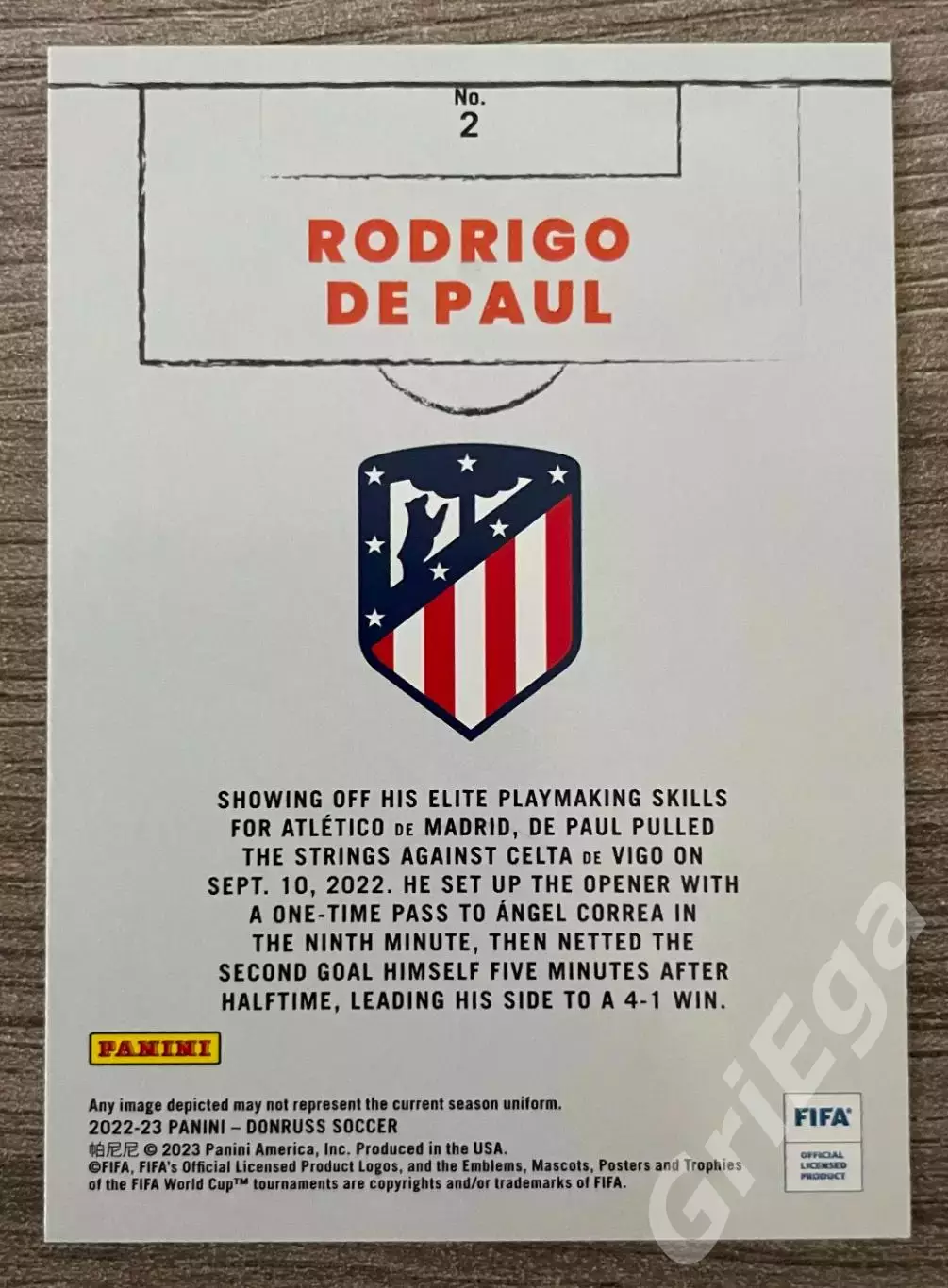 Карточка Rodrigo de Paul/Родриго де Пауль (Atletico Madrid/Атлетико Мадрид) 1
