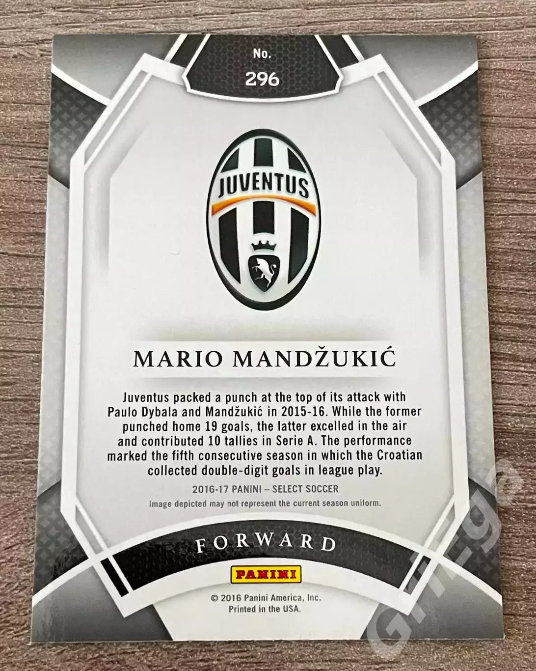 Карточка Mario Mandzukic/Марио Манджукич (Juventus/Ювентус) PANINI 2016-17 1