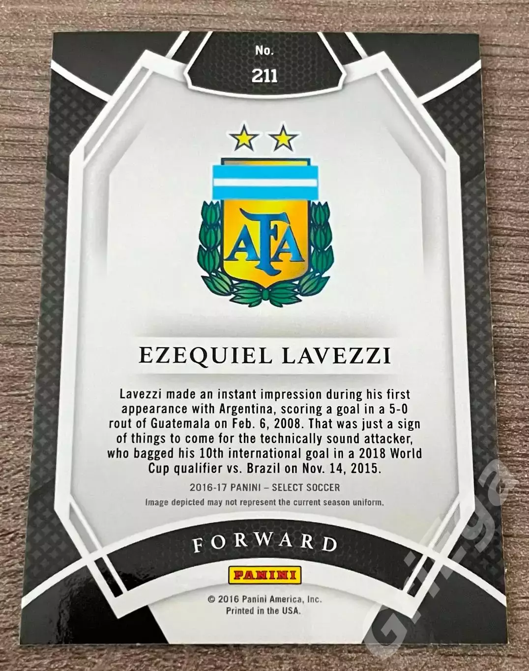Карточка Ezequiel Lavezzi/Эсекьель Лавесси (Argentina/Аргентина) PANINI 2016-17 1
