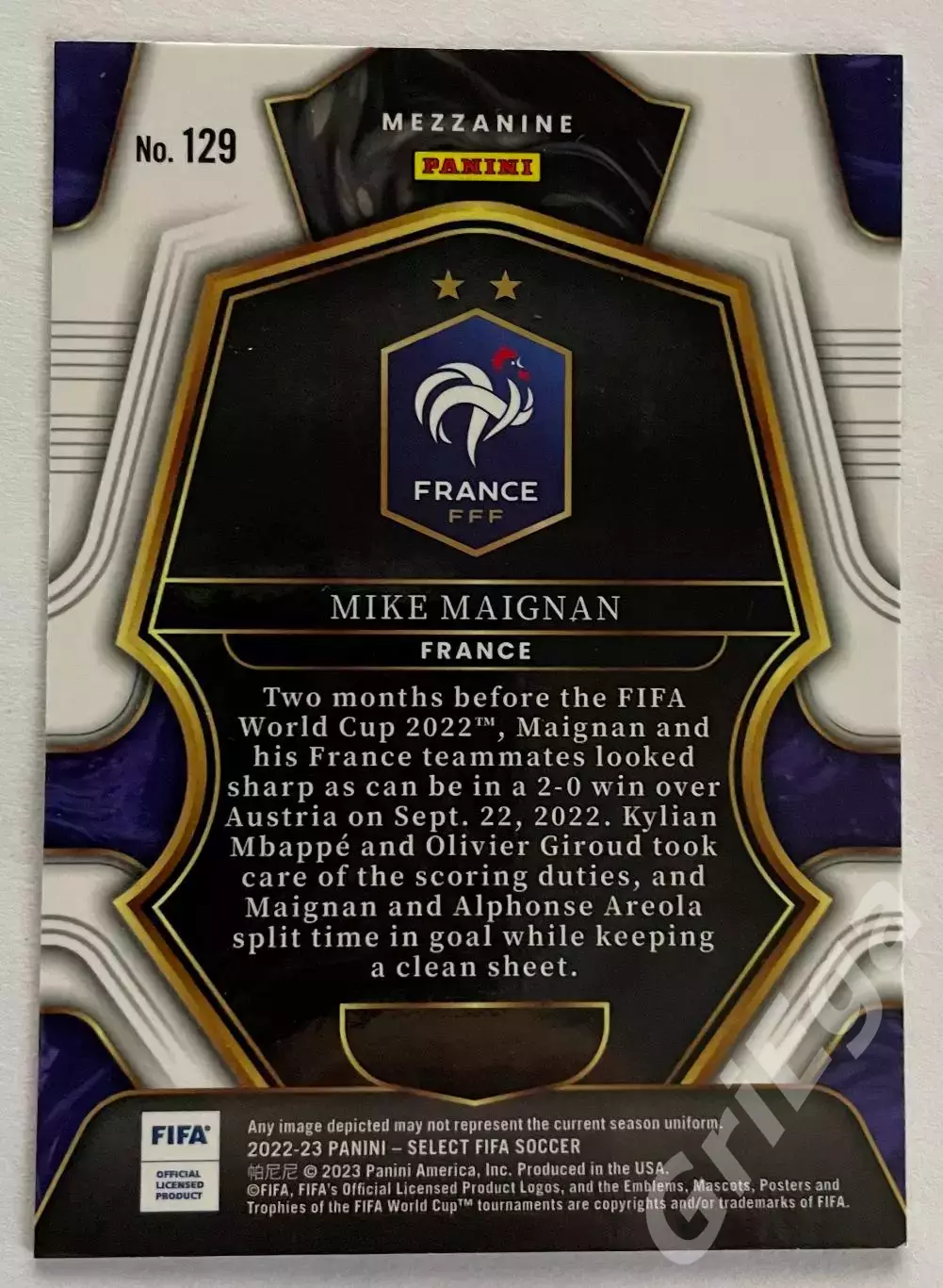 Карточка Mike Maignan/Майк Меньян (France/Франция) PANINI Select 1