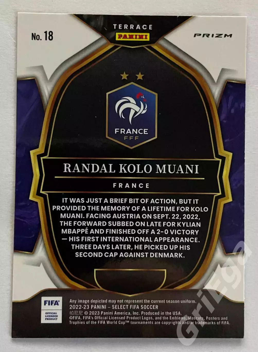Карточка Randal Kolo Muani/Рандаль Коло Муани(France/Франция) PANINI Select 1