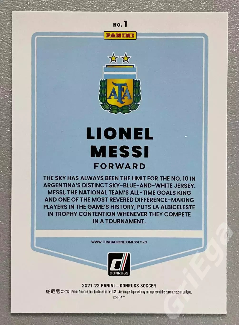 Карточка Лионель Месси/Lionel Messi (Argentina/Аргентина) Donruss Soccer 2021-22 1