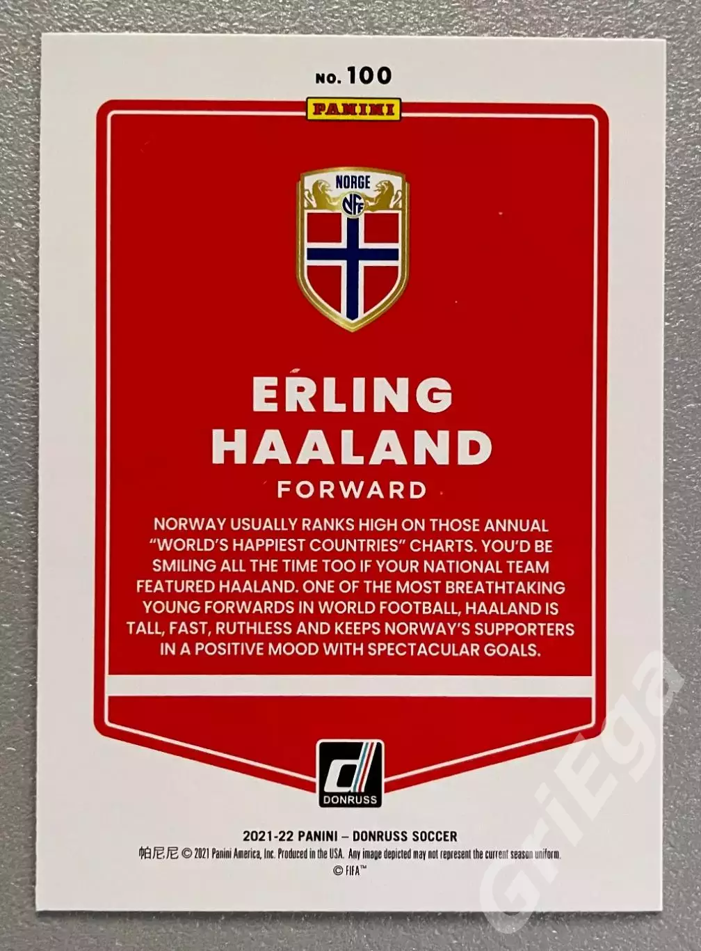 Карточка Erling Haaland/Эрлинг Холанд (Norway/Норвегия) Donruss Soccer 2021-22 1