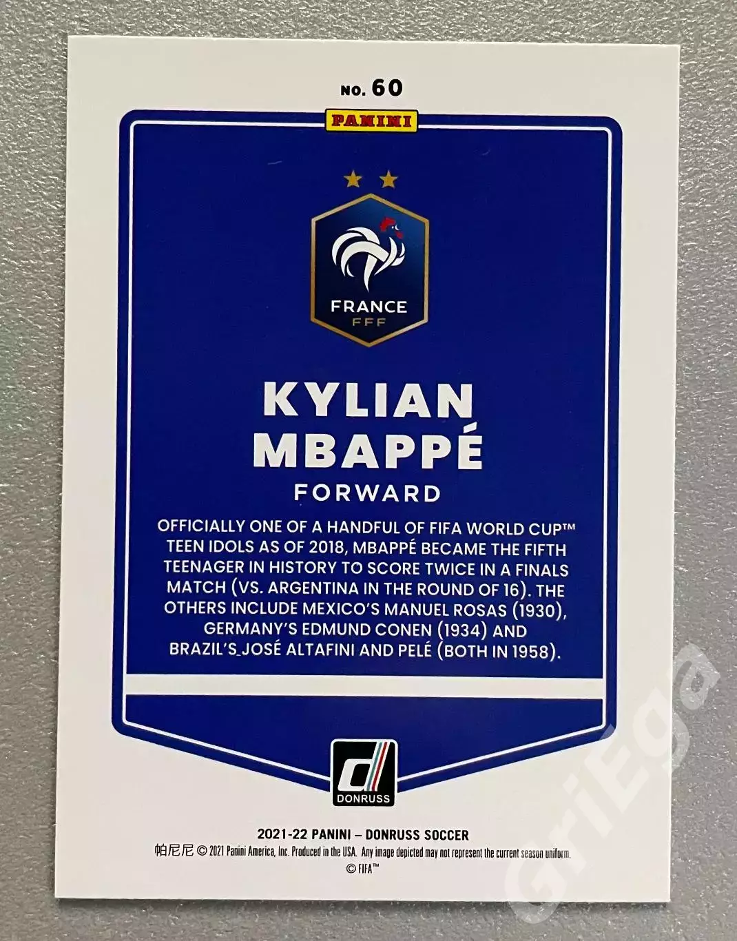 Карточка Kylian Mbappe/Килиан Мбаппе (France/Франция) Donruss Soccer 2021-22 1
