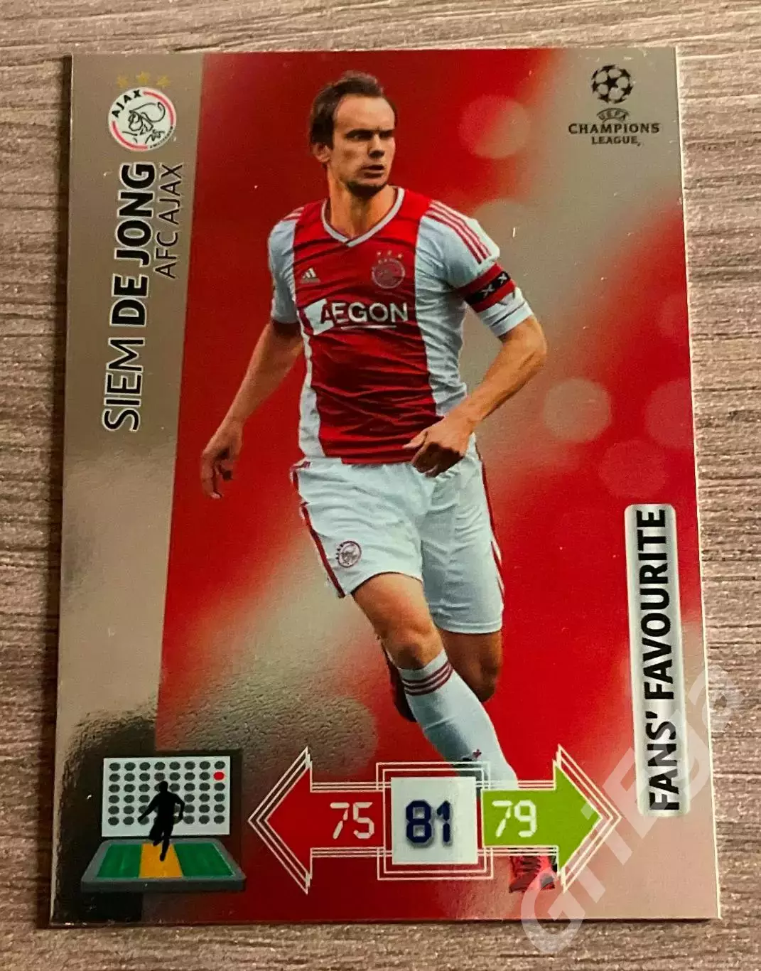 Футбол карточка Siem de Jong/Сим Де Йонг (Ajax/Аякс) PANINI ЛЧ 2012-13