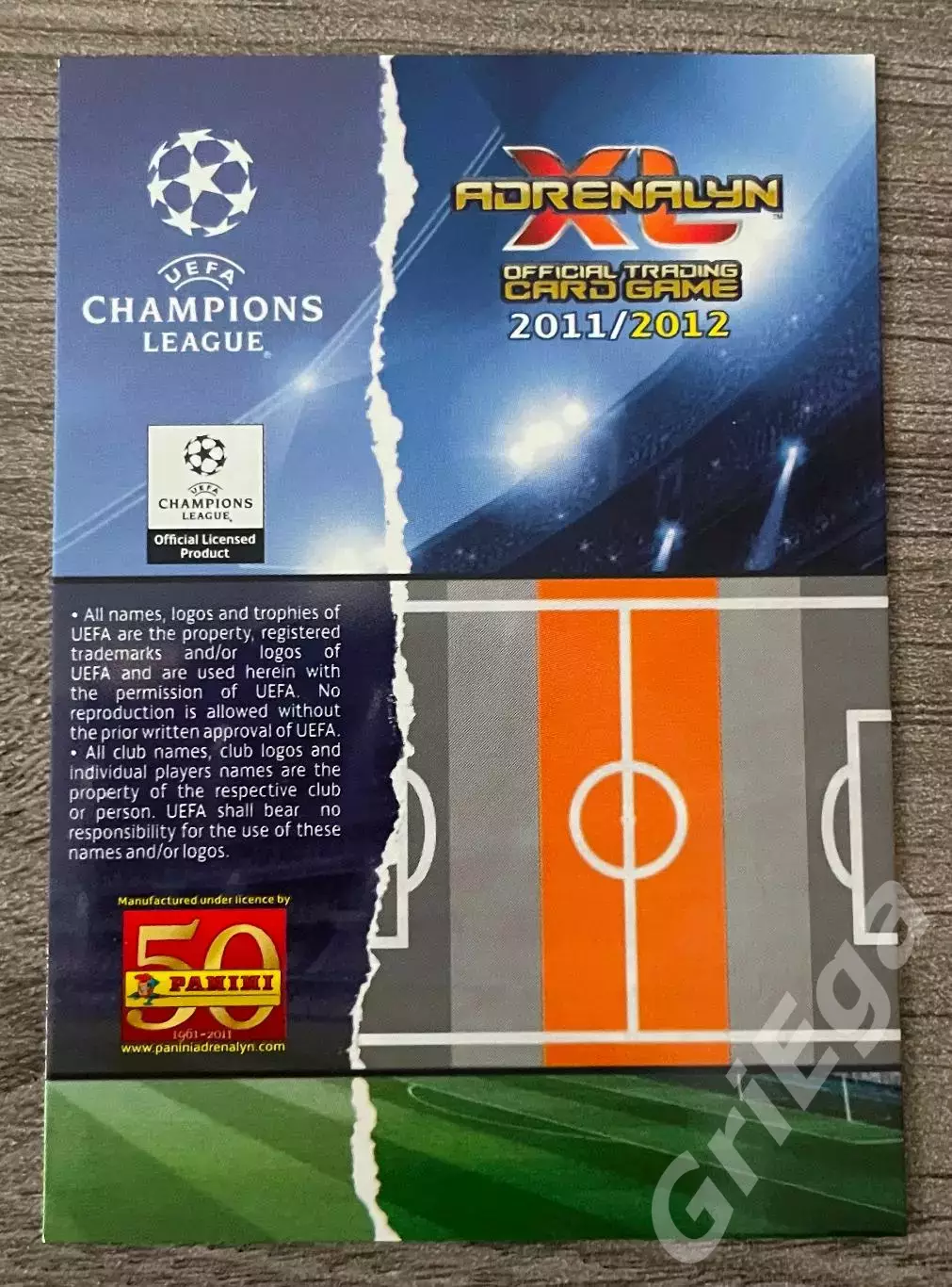 Карточка Javier Zanetti/Хавьер Санетти (Inter/Интер) PANINI ЛЧ 2011-12 1