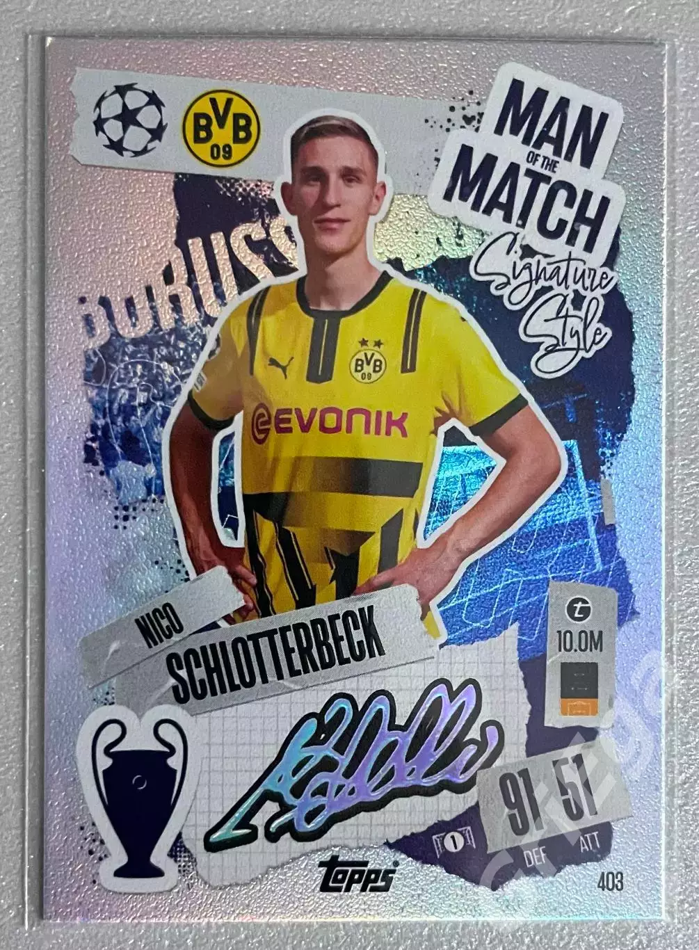 Карточка Nico Schlotterbeck/Нико Шлоттербек (Borussia Dortmund) 2024-25 TOPPS