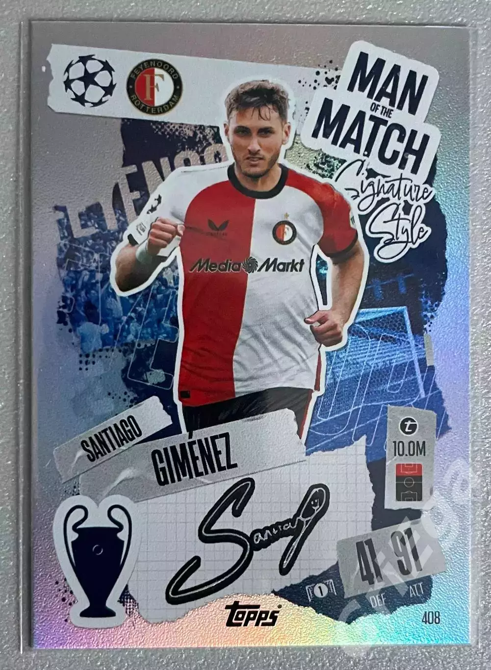 Карточка Santiago Gimenez/Сантьяго Хименес (Feyenoord/Фейеноорд) 2024-25 TOPPS