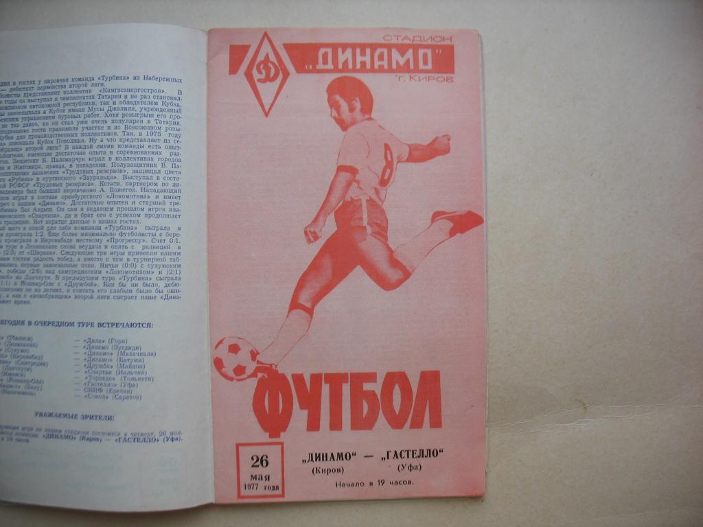 Динамо Киров Гасталло Уфа 1977