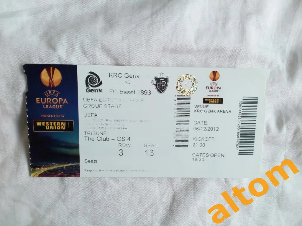 Генк Бельгия Базель Швейцария 2012 Лига Европы