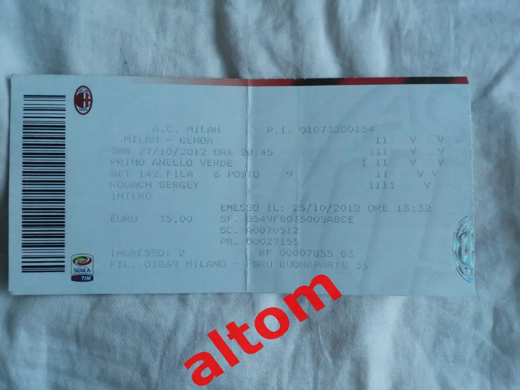 Милан Италия Дженова 2012