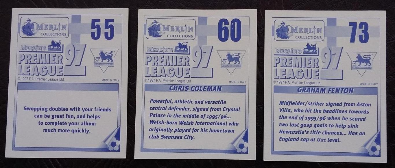 MERLIN Английская Премьер-Лига 1996-1997. Blackburn Rovers. На выбор. 1