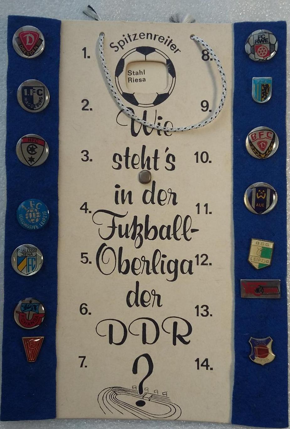 Вымпел Оберлиги ГДР 1983-84 со значками участников 1