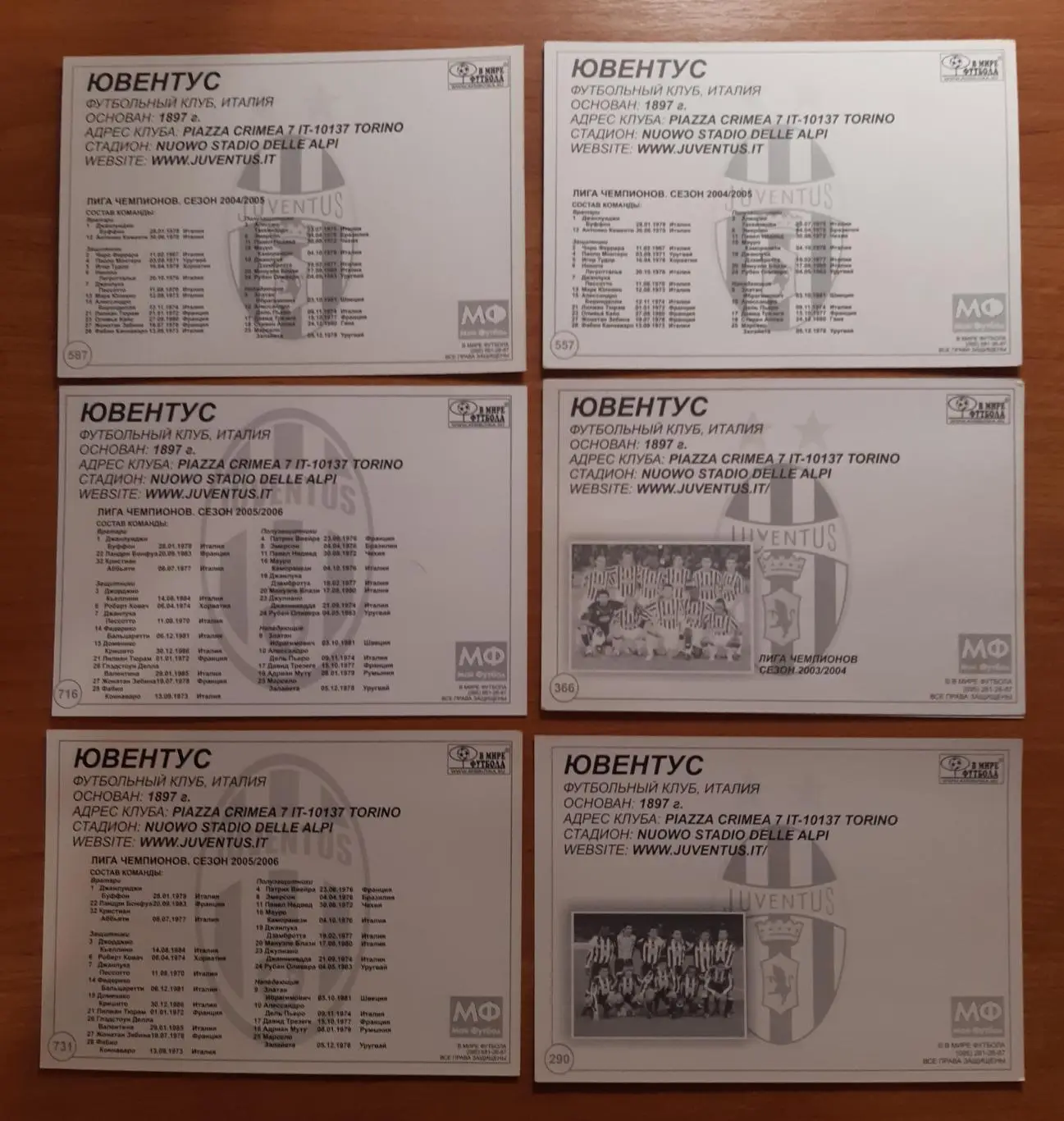 Карточки Ювентус. В мире футбола. На выбор. 1