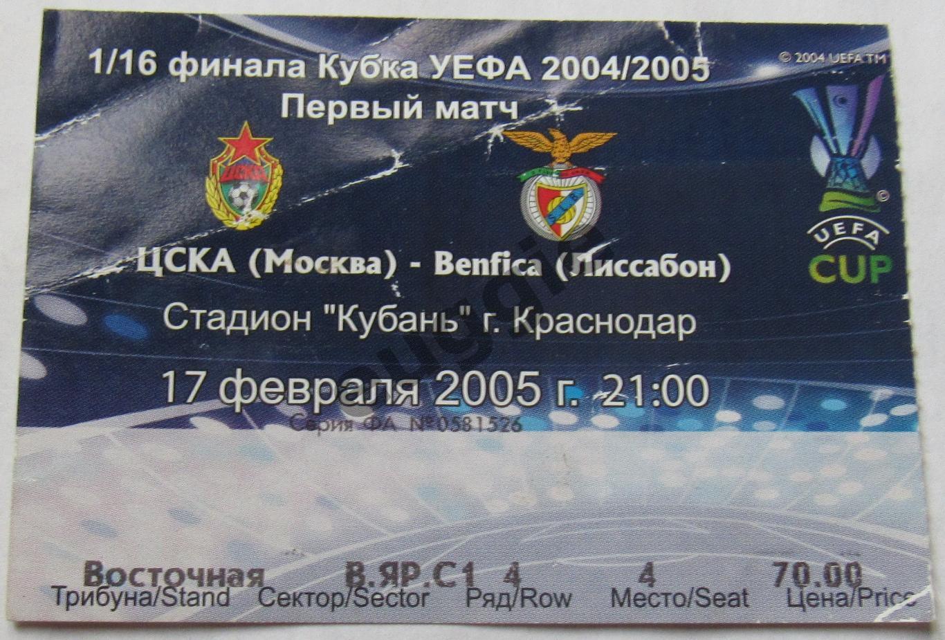 ЦСКА - Бенфика Кубок УЕФА 2004/05