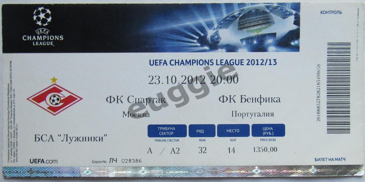 Спартак - Бенфика Лига Чемпионов 2012/13