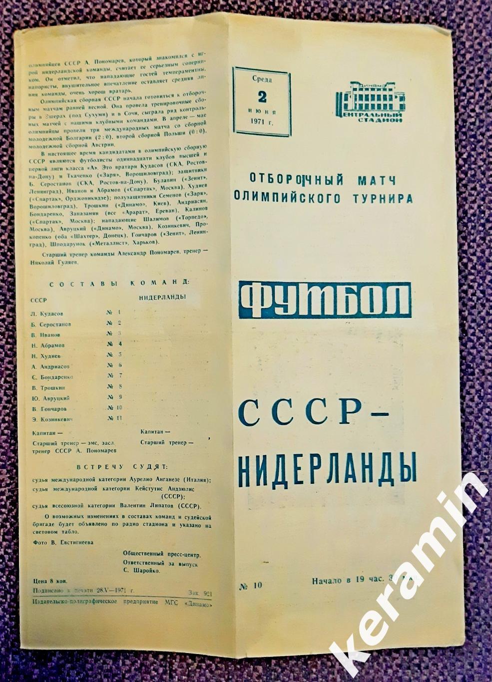 1971 СССР - Нидерланды