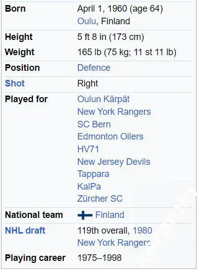 Автограф Рейо Руотсалайнен Финляндия обладатель кубка Стэнли Финляндия 1