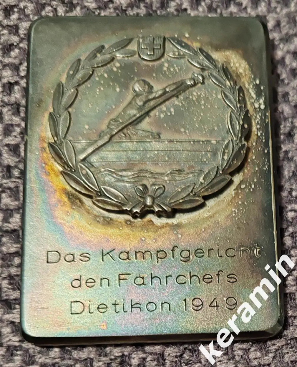 Плакетка гребля. Судейская коллегия руководителей гонок Дитикон 1949. 4